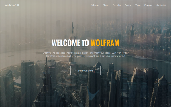 Wolfram - Customizable One Page Template